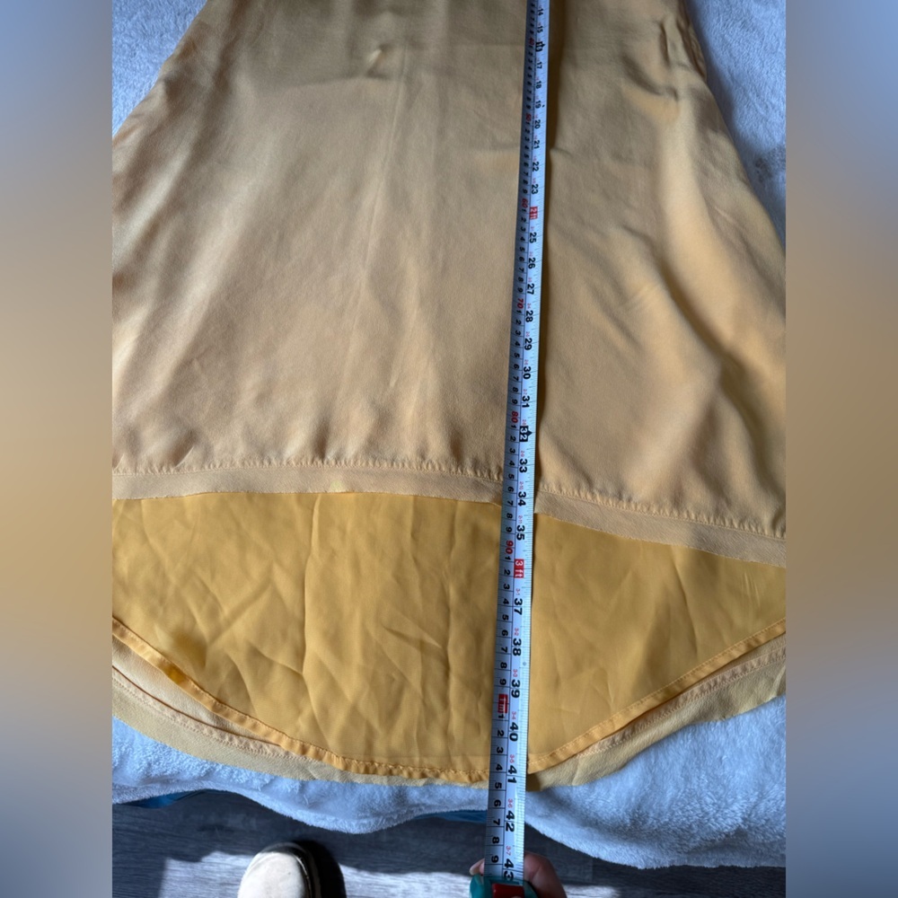 100% Silk High-Low Racerback Dress Yellow Size 6 Spring 2014 Flowing Layered - Picture 9 of 11